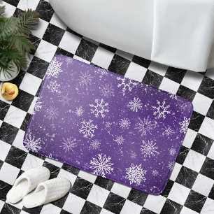 Purple Snowflakes Pattern Magical Winter Holiday Bath Mat