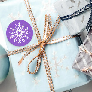 Purple Snowflakes Pattern Magical Winter Holiday Classic Round Sticker