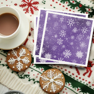 Purple Snowflakes Pattern Magical Winter Holiday Napkin