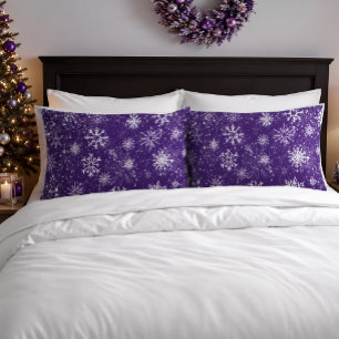 Purple Snowflakes Pattern Magical Winter Holiday Pillowcase