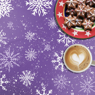 Purple Snowflakes Pattern Magical Winter Holiday Tablecloth