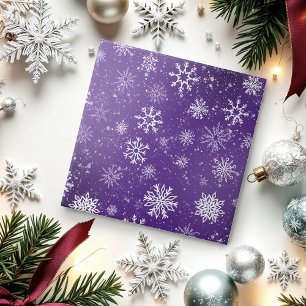 Purple Snowflakes Pattern Magical Winter Holiday Tile