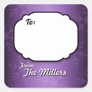 Purple Snowflakes Personalized Gift Tag stickers