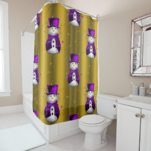 Purple Snowman on Gold Christmas
