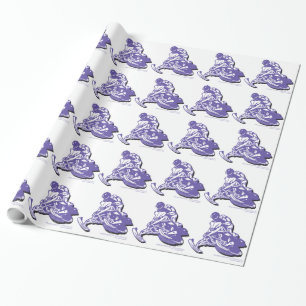 Purple Snowmobiler Wrapping Paper