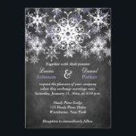 Purple Snowy Chalkboard Style Wedding Invitation<br><div class="desc">This festive and trendy black and white chalkboard LOOK wedding invitation has layers of light purple and white snowflakes on it. It would be perfect for a winter wedding, Christmas wedding or bridal shower, a winter anniversary party or a winter ball or other event. It is shown here on basic...</div>