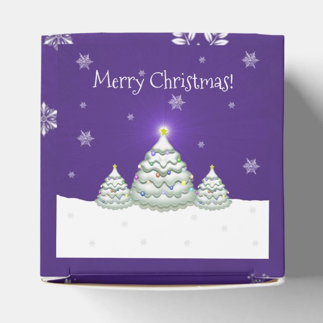 Purple Snowy Christmas Tree Favour Box (Top)