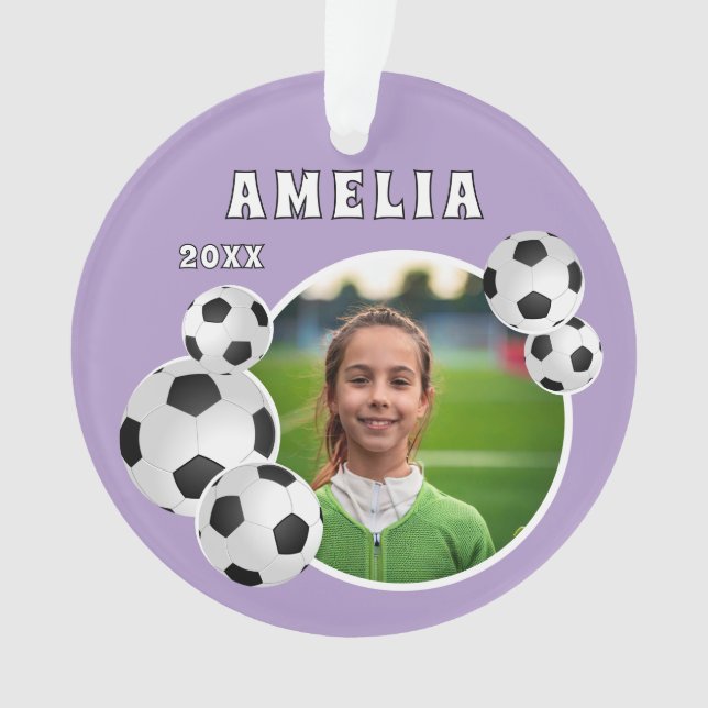 Purple Soccer Ball Football Sports Photo Ornament (Front)