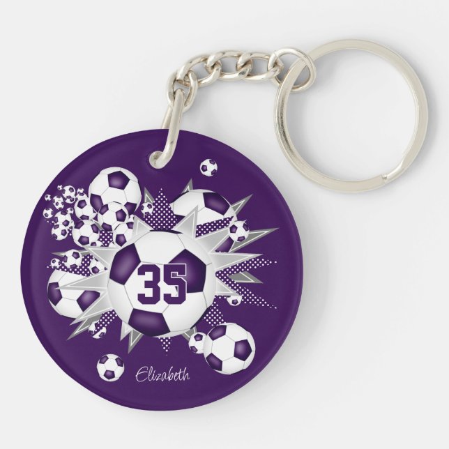 Purple soccer ballon souffle filles maillot numéro (Dos)
