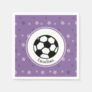 Purple Soccer Party Pink Star Sports Personalized Napkin