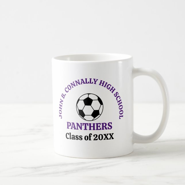 Purple Soccer Player Personalized Team Coffee Mug (Right)