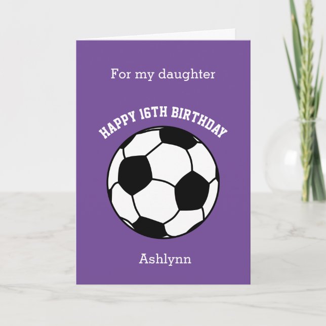 Purple Soccer Sport 16e Anniversaire Carte (Devant)