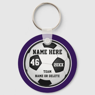 Purple Soccer Team Gifts or Your COLORS and TEXT Keychain