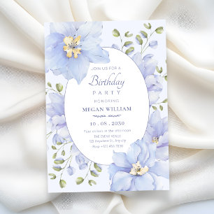 Purple soft flower bloom birthday invitation