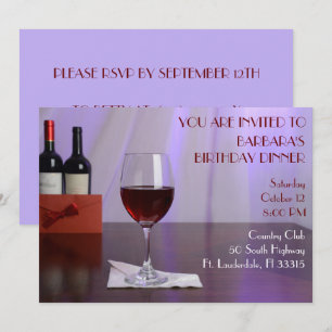 Purple Sophisticated Red wine birthday  party  Invitation