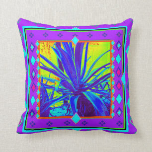 Purple Southwest Agave Cacti by Sharles Throw Pillow