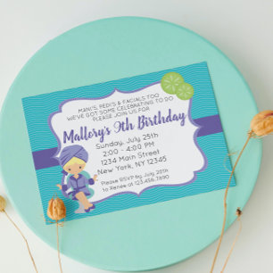 Purple Spa Birthday Invitation