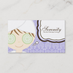 Purple Spa Girl Cucumber Spa Massage Business Card