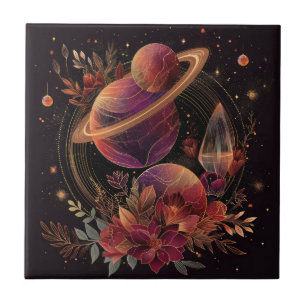 Purple Space Fantasy Crystal Ring Planet Tile