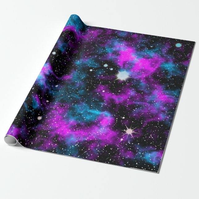 Purple Space Galaxy Cosmic Space Stars Wrapping Paper (Unrolled)