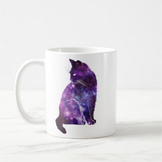 Purple Space Nebula Cat Coffee Mug