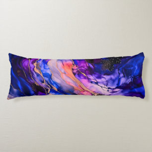 Purple Space Nebula in Alcohol Ink Body Pillow