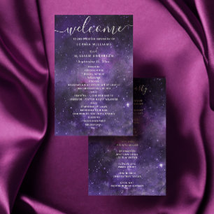 Purple space night stars script wedding program