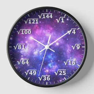 Purple Space Square Root Clock - Math Clock