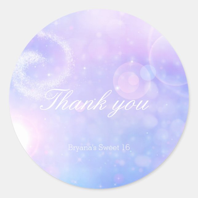 Purple Spacey Lights Birthday Party Favour Sticker (Front)