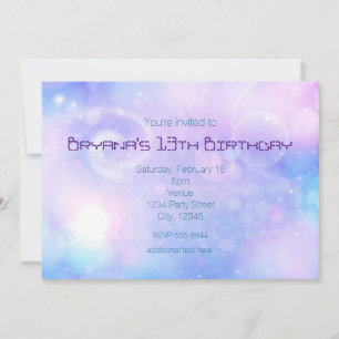 Purple Spacey Lights Birthday Party Invitations