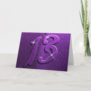 Purple Sparkle 13th Birthday Greeting Card