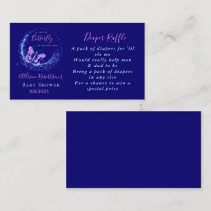 Purple Sparkle Butterfly Baby Shower Diaper Raffle Enclosure Card