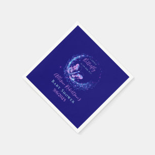 Purple Sparkle Butterfly Girl Baby Shower Napkin