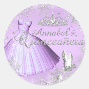 Purple Sparkle Dress & Tiara Quinceanera Sticker
