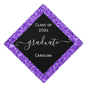 Purple Sparkle Frame Graduation Cap Topper