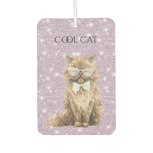 Purple Sparkle Glitter Brown Cool Cat Glasses   Air Freshener