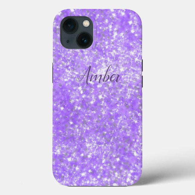 Purple Sparkle Glitter Elegant Personalized Case-Mate iPhone Case (Back)