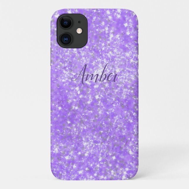 Purple Sparkle Glitter Elegant Personalized Case-Mate iPhone Case (Back)