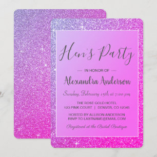 Purple Sparkle Glitter Hen's Party Invitation