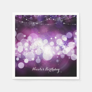 Purple Sparkle Lights Glam Birthday Party Napkin