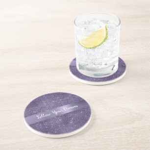 Purple Sparkle Personalized Quote Coaster