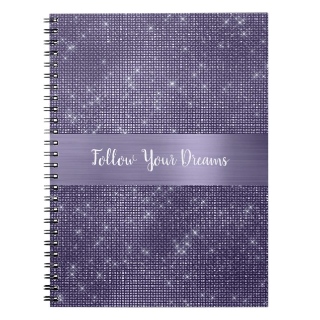 Purple Sparkle Personalized Quote   Notebook (Front)