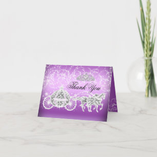 Purple Sparkle Princess Theme Thank You Card