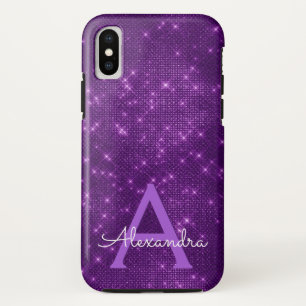 Purple Sparkle Shimmer Monogram & Initial Case-Mate iPhone Case