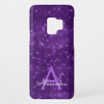 Purple Sparkle Shimmer Monogram & Initial Case-Mate Samsung Galaxy S9 Case<br><div class="desc">Violet Purple Sparkle Shimmer Monogram & Initial Phone Case. This case can be customized to include your initial and first name. Please contact the designer for custom matching products.</div>