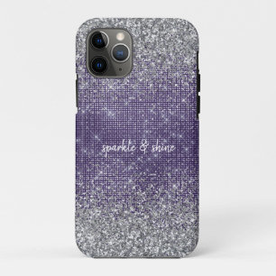 Purple Sparkle Silver Glitter iPhone 11 Pro Case