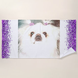 Purple Sparkle "Sugar" Dog Beach Towel