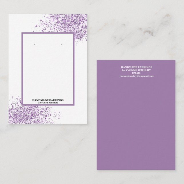 Purple Sparkles Earring Display  Business Card (Front/Back)