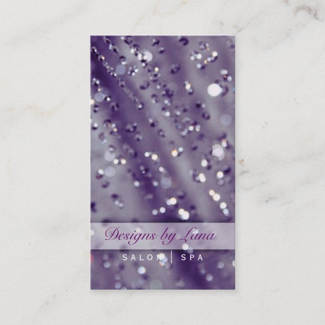 Purple Sparkles Sparkly Salon Spa Business Card (Front)
