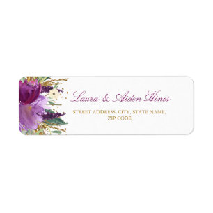 Purple Sparkling Amethyst Wedding Address Labels